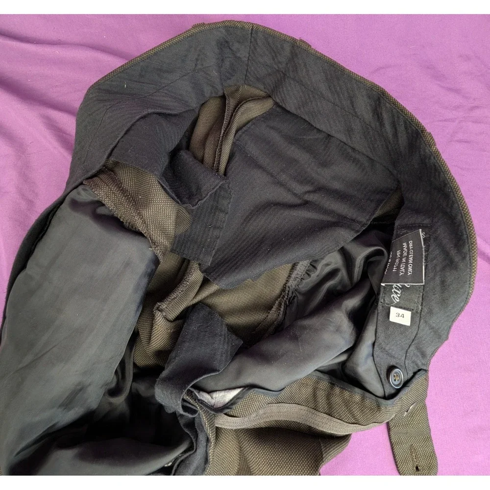 Linea Naturale Luxe 100% Wool Birdseye Pants Italian Sage Gray Size 34X31